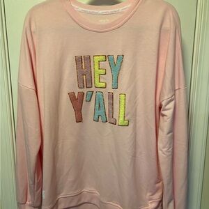 Simply Southern Pastel Pink 'Hey Y'All' Sweater